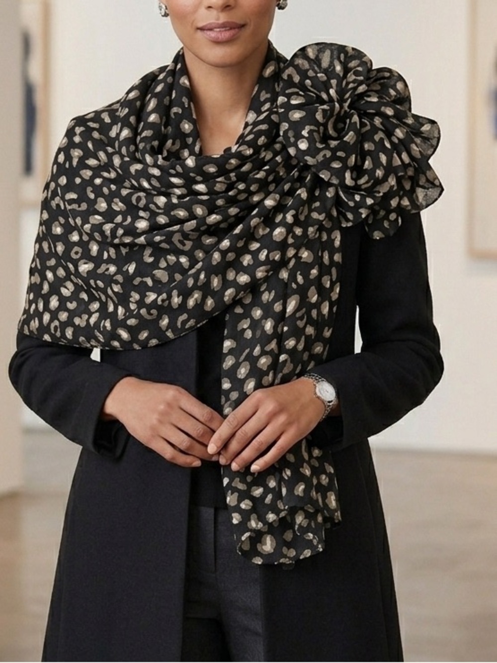 Black and White Animal Print Scarf